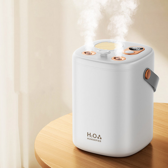 DS 듀얼미스트 가습기 나노미스트 충전식 무선 1L 대용량 디지털 디스플레이 가습기, 화이트