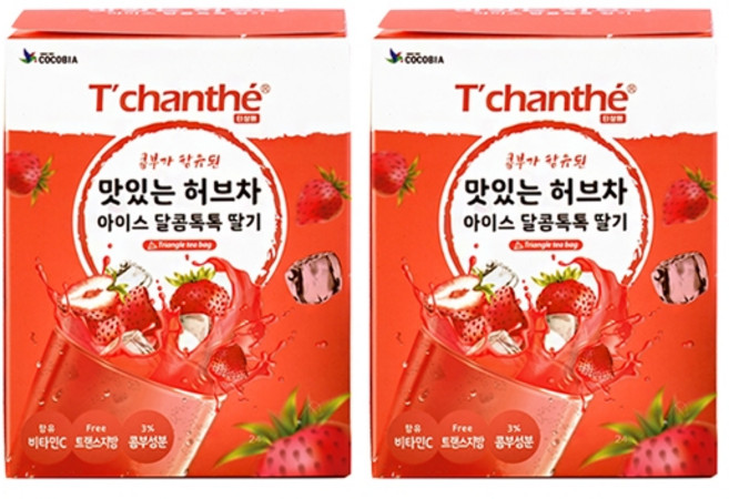 티샹떼 54 맛있는 허브차 아이스달콤톡톡 딸기 삼각망 20티백 2개세트, 20개입, 24g, 2개, 1.2g