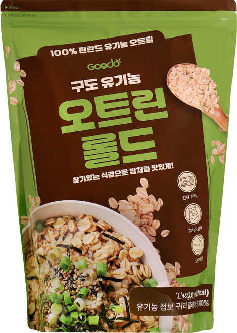 구도 오트린 유기농 롤드오트 오트밀 2kg 핀란드산, 1개