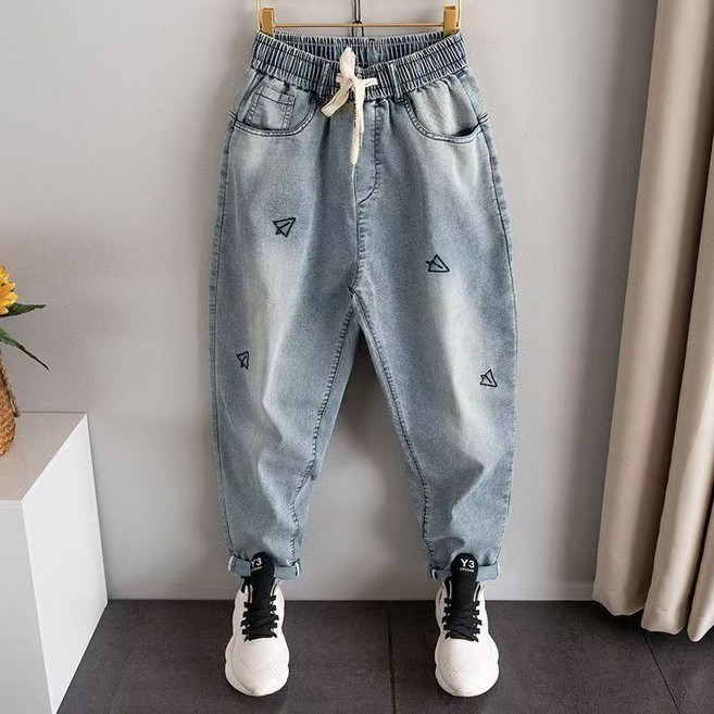 십전십미 남자 가을 와이드 스판 캐주얼 바지 배기 청바지