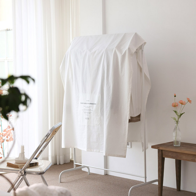 화이트 타이포 행거가리개 가림막 커튼 옷 행거 덮개 커버 대형 천, 1개입, 1개