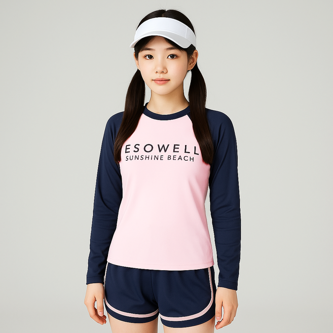 생활의지혜 여아 수영복 래쉬가드 상하 세트