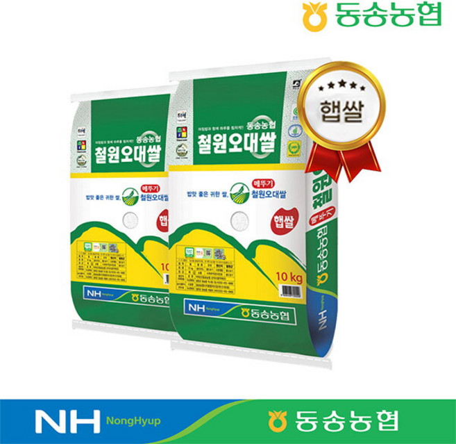 [자연맛남] [동송농협] 당일도정 철원 오대쌀 10kg+10kg 상등급, 1개, 20kg
