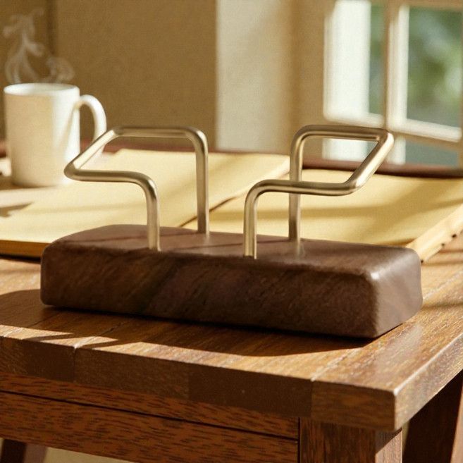 코지박스 원목 각인 쿠폰 명함꽂이 홀더 탁상용 매장 개업 오픈 선물, 1개, 다크브라운 [ 각인 신청 ]