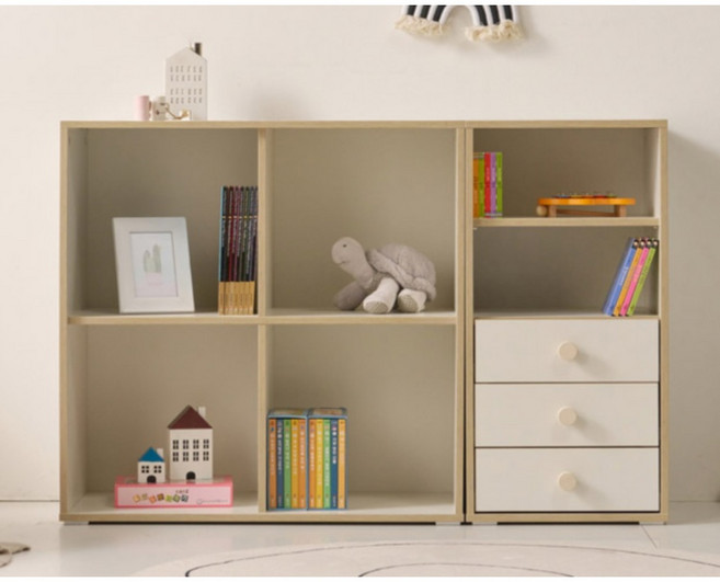 안전목재 동화책 장난감 서랍형 교구장 책장(120cm 4색) 추천 아동용 수납, 캐럿