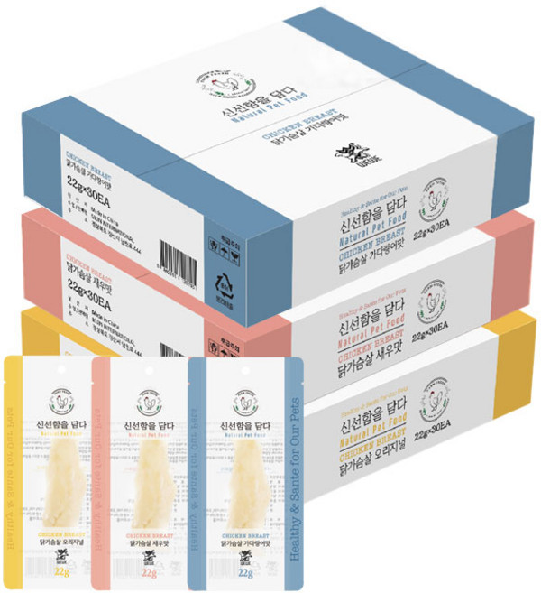 위위 고양이 간식 닭가슴살 22g, 3종 혼합, 90개