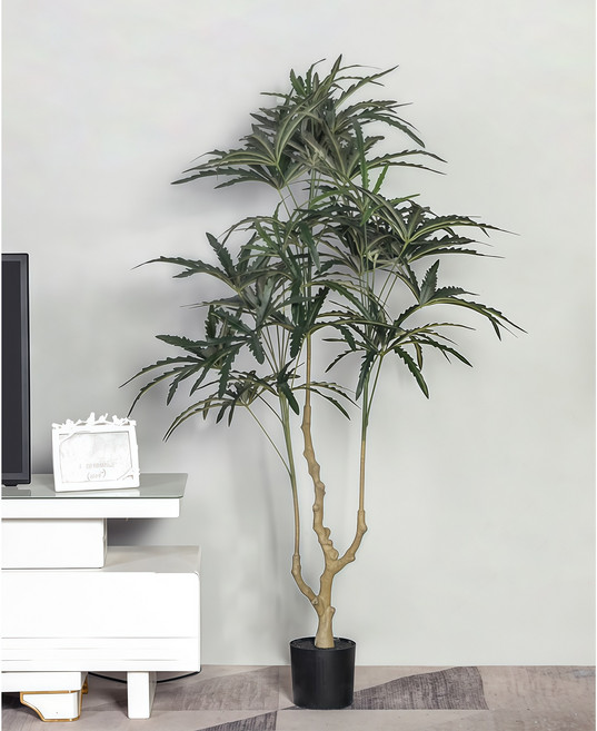 모던마켓 홈 인테리어 실내외 카페 사무실 집 장식용 화분 아랄리아 나무 조화 선물 인조화분 대형 조화 장식품 레스토랑 스튜디오 호텔 로비 거실 화분 120cm, 1개, 그린