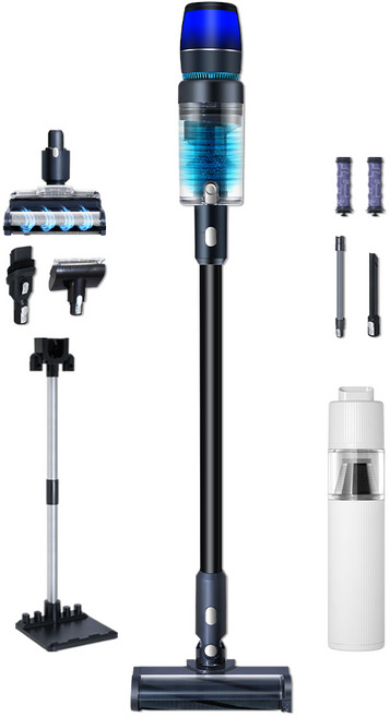 최신형 차이슨 무선 청소기 BLDC V50 자동충전 거치대 + 아쿠아 물걸레 키트 + 고사양 흡입력, 그레이블랙