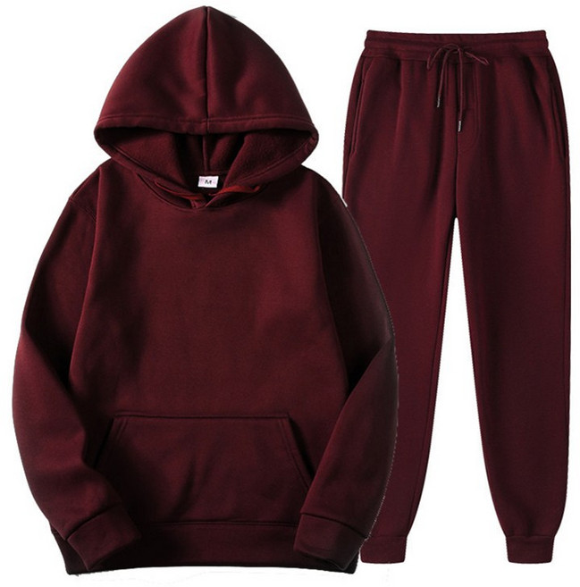 FANSYLI 남성 캐주얼 트레이닝 세트 가을 겨울 기모 후드티+트레이닝바지 투피스 패션 캐주얼 베이직 맨투맨 세트 W2508A31
