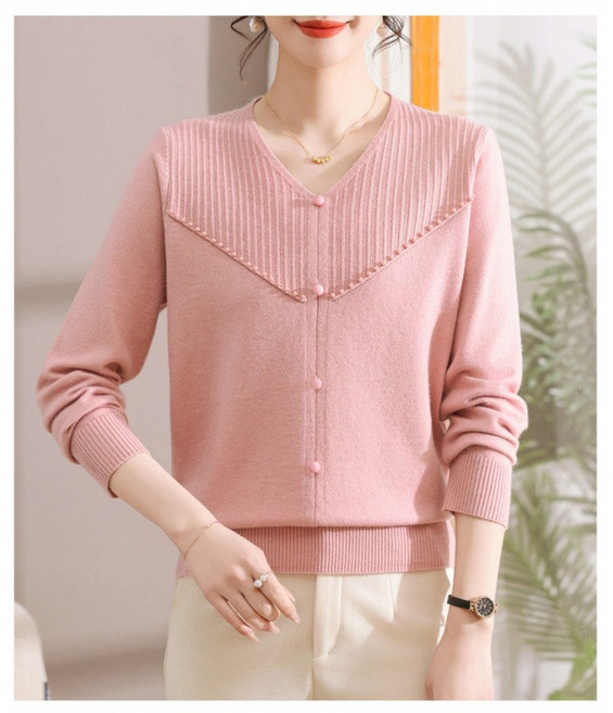 COSYEVNO 여자 스웨터 겨울 스타일리쉬하고 캐주얼하고 편안한 심플 버튼 엄마 상의 tzk-2