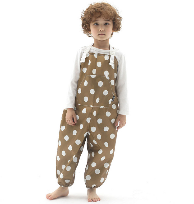 아동 전신미술가운 멜빵형 / 갯벌바지 / 모래놀이바지, 브라운도트