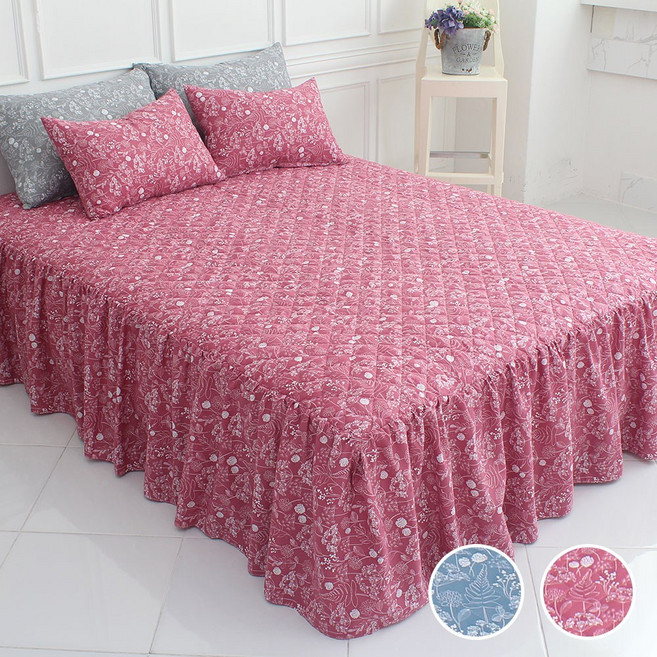 자요 카멜 누빔 스커트형 침대커버