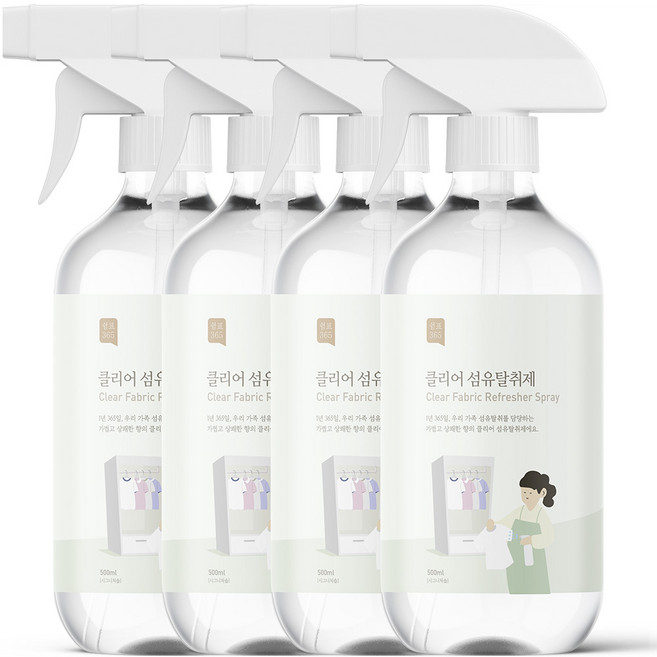 쉼표365 섬유탈취제 500ml x 4개 시그니처솝향 섬유향수 드레스퍼퓸 룸스프레이 옷 이불 냄새제거