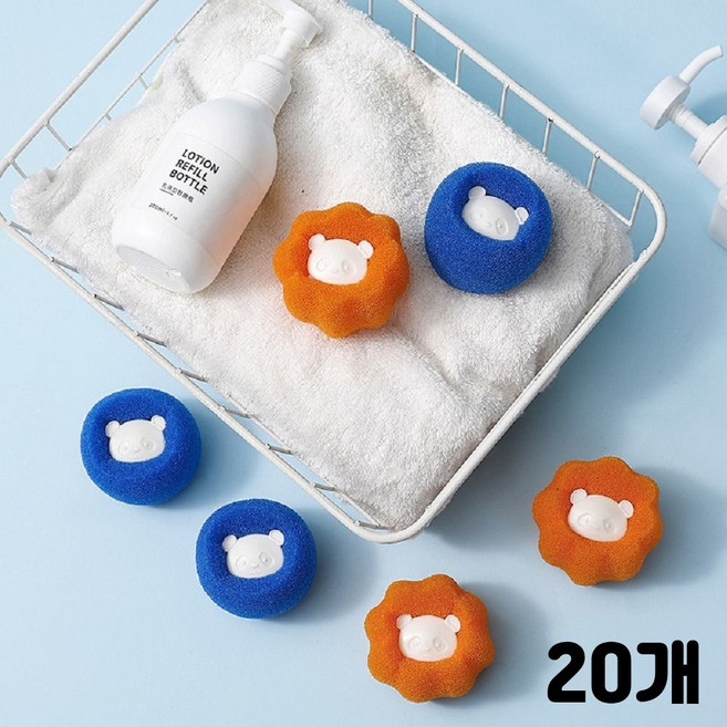 엘루온 세탁볼 스펀지 + 건조볼 엉킴방지 세탁용 볼 20P 대용량, 20개, 주황+블루