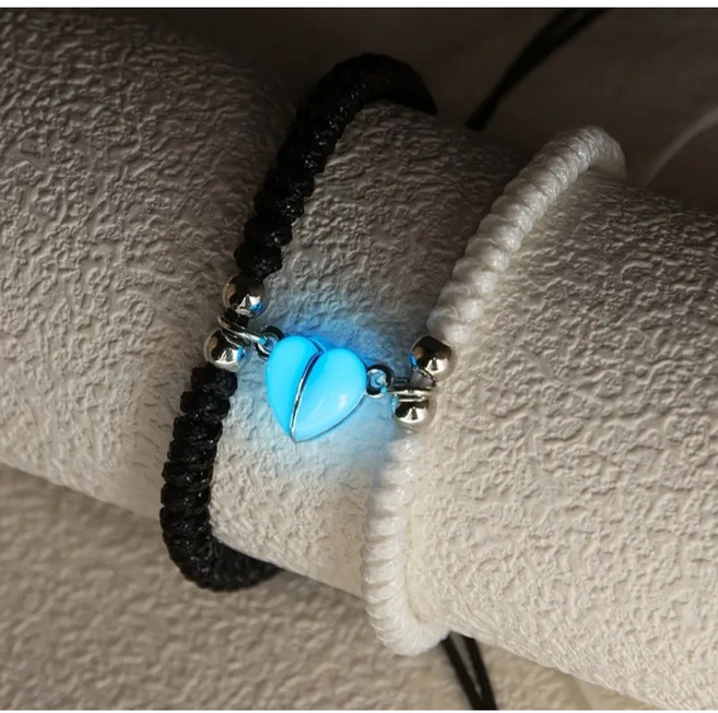 마그넷 하트 커플 팔찌 세트 우정 팔찌 야광 팔찌 남녀공용 팔찌