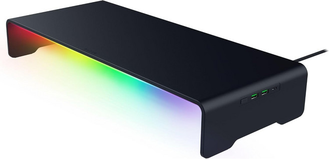 모니터 스탠드 크로마 4포트 허브 USB A 32 C HDMI 20 인체공학적 높이 내구성 있는 알루미늄 지지대 최대 44파운드 수납 선반 정리 재매핑 가능한 RGB 버튼