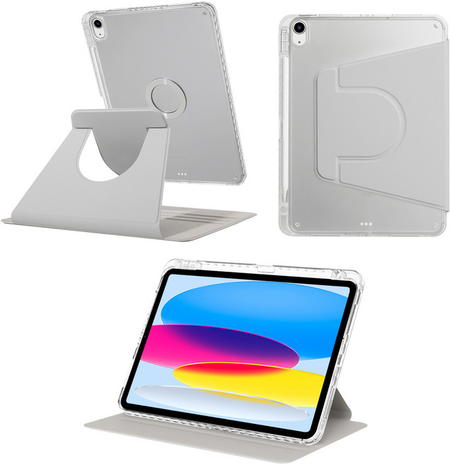 DANYCASE 아크릴 회전 자성 흡착 분리 가능가능 태블릿 커버 아이패드 케이스, 회색, 1개