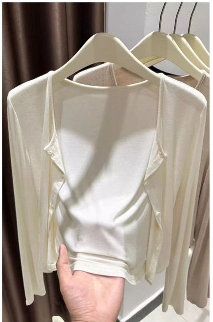 Siluno 여성 모달 가디건 버튼 긴팔 티셔츠