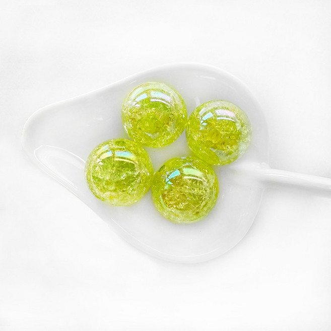 헤세드 (4P) 20mm 컬러 크랙 왕구슬 빅구슬 비즈, 4개, 올리브그린