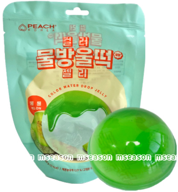 컬러 물방울떡 모양 젤리 투명젤리 메론맛 80g asmr 유튜브 탱글탱글, 2개