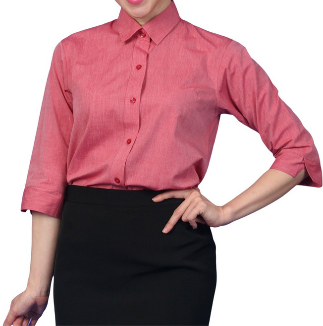 앞치마와가운 여자 칠부 자주색 솔리드 여름 셔츠 단체 서빙복 SE127