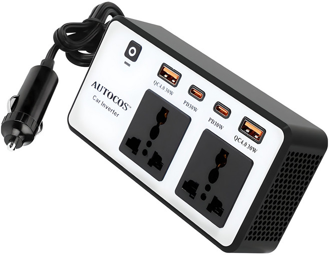 오토코스 N1-7 차량용 초고속 충전 시거잭 멀티 인버터 200W PD30W DC 12V(IN) - 220V(OUT), 1개