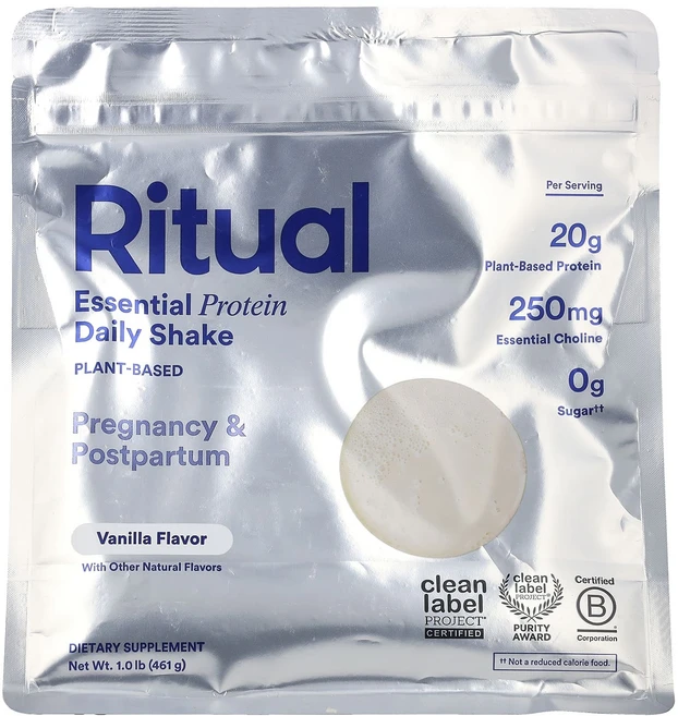 새해 건강을 선물하세요 Ritual 에센셜 단백질 데일리 셰이크 임신 및 산후 보충제 바닐라 461g(1lb) 특별관리진행, Ritual에센셜단백질데일리셰이크임신및산후보충제바닐라4, 461g, 1 - 쿠팡