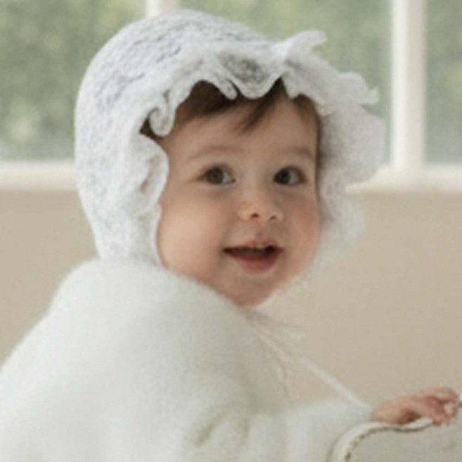 레이스 프릴 아기 보넷 신생아 백일 돌촬영 모자