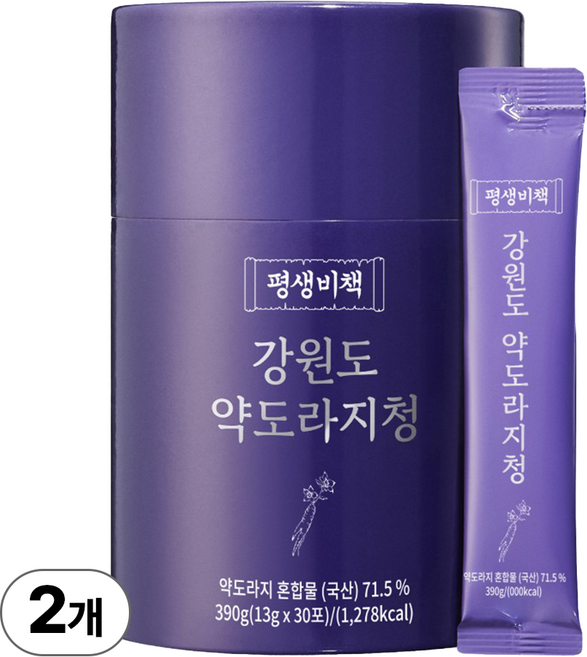 평생비책 강원도 약도라지청 100% 약도라지 무설탕, 2세트, 30개입, 13g