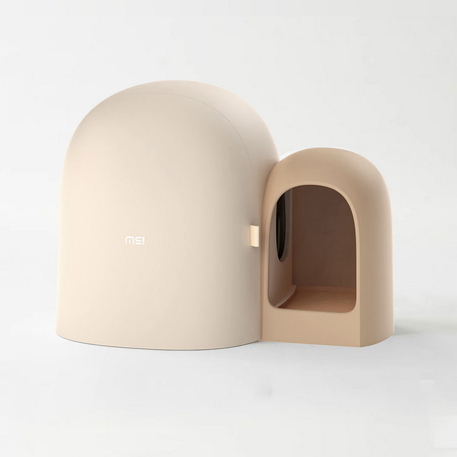 MIAMIA 디자인 대상 수상 사막화 방지 고양이 후드형 화장실, 밀크티 + 모래방지 가드 + 삽, 1세트