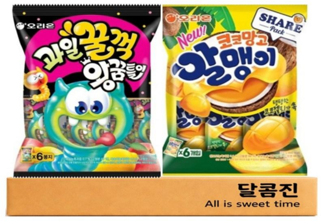 [달콤진] 오리온 과일꿀꺽 왕꿈틀이 6개입 + 코코망고 알맹이 6개입, 1세트, 426g