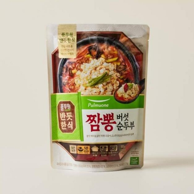풀무원 반듯한식 짬뽕버섯 순두부, 500g, 4개