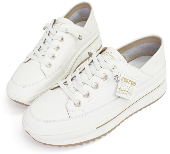 【Robinlo】厚底小白鞋 休閒鞋 (Jaida 復古清新真皮2WAY) 奶茶白