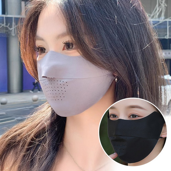 1+1 통풍 마스크 냉감 기미 숨쉬는마스크 귀편한 운동용 여름 안면 쿨 스포츠 자외선차단, 그레이+블랙, 1개