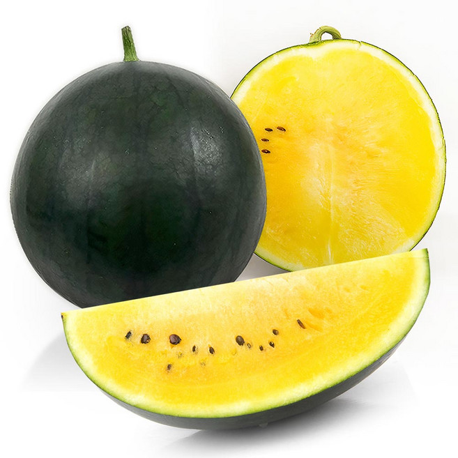 속이 노란 망고수박, 3통, 중소(1.6-2kg)