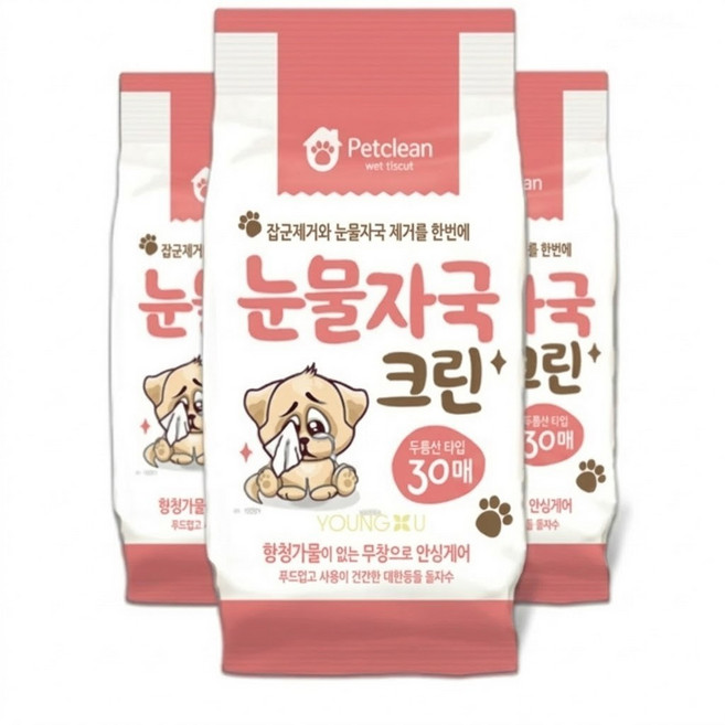 반려동물 강아지 고양이 눈물티슈 눈물자국케어, 3개, 200g