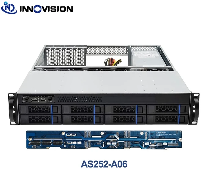 울트라 랙 스토리지 서버 케이스 표준 중복 전원 공급 장치 MATX 마더보드 NAS 섀시 2U 8Bay L520 mm 지지, 1