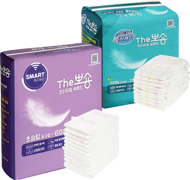 더뽀숑(The뽀숑) 한장안심 패드세트(속기저귀 60매 (초슬림 일자형) + 겉기저귀 20매 (하루종일 매직벨트)), 1개
