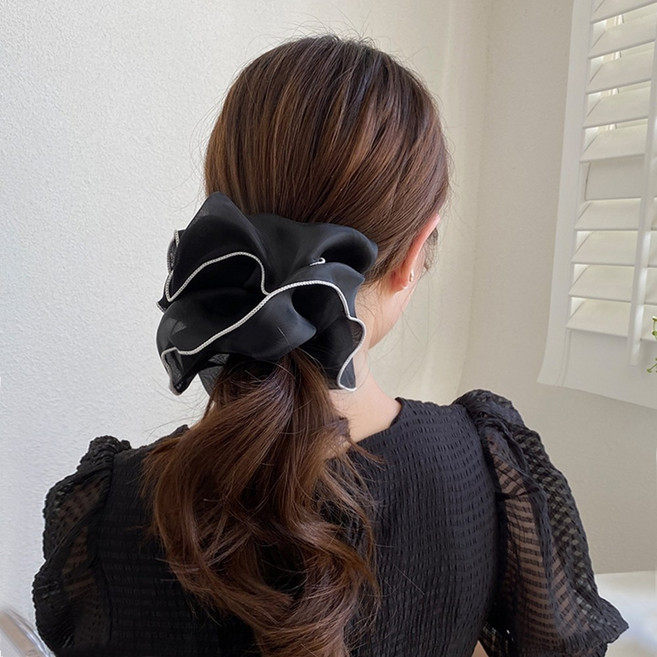 1/2구성 쉬폰 풍성 왕곱창 빅사이즈 스크런치 로우번 머리묶기 밴드 대형