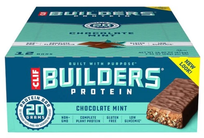 Clif Bar 클리프 바 빌더 프로틴 초콜릿 민트 68g x 12바 단백질 에너지바 Mint, 12팩 - 쿠팡