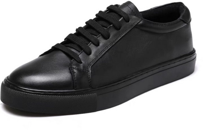 【Gshop.】秋季男鞋透氣真皮小白鞋，黑白/黑/白配色，平底百搭休閒板鞋