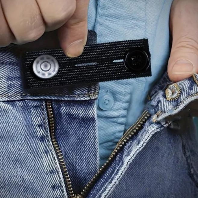 올리OLI 허리 사이즈 늘리기 셀프 수선 단추 밴드 3종, 1세트, 블랙