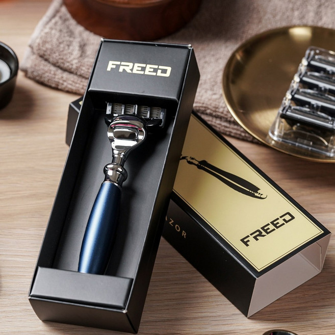 FREED 五刀式刮鬍刀 時尚藍, 1個, 不需要刻字