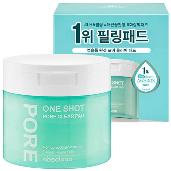 [앱솔룹] 원샷 포어 클리어 모공필링패드 60매, 1개 - 쿠팡
