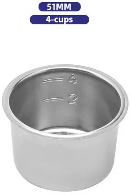 커피 필터 바구니 51mm 58MM 스테인레스 스틸 교체 Bottomless Portafilter 에스프레소 도구 바리 액세서리, 07 51mm 4cups, 1개