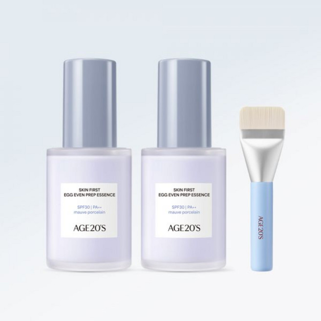 [더블구성] 에이지투웨니스 스킨 퍼스트 에그 이븐 프렙 에센스 30mlX2 (SPF 30 PA++) 메이크업베이스 프라이머, 로지 바닐라30ML, 모브 포슬린30ML