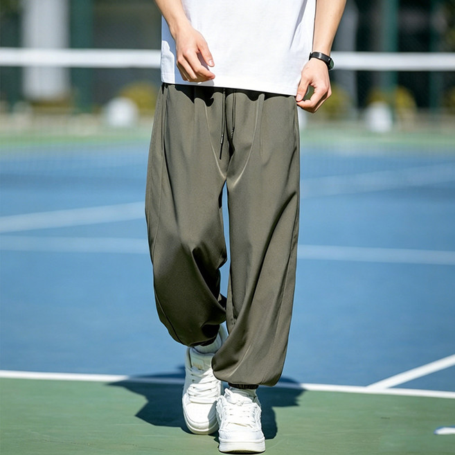 HANYO 남성 여름용 사이드 배색 디자인 아웃도어 쿨링 캐주얼 조거 팬츠