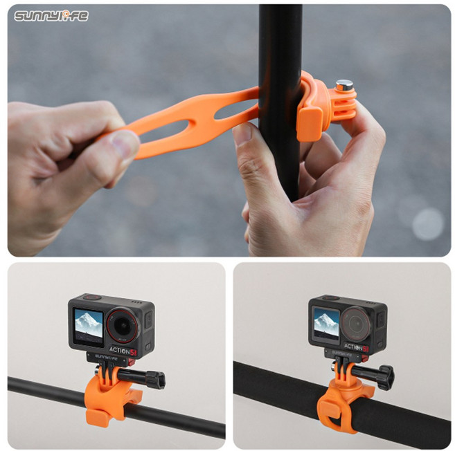 써니라이프 액션캠 플렉시블 실리콘 스트랩 마운트 DJI 오즈모 액션6/5 프로/나노/360/포켓3/인스타360 액션카메라 악세사리, 오렌지