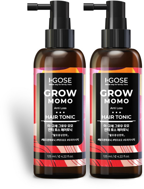 이고세 맥주효모 카페인 콜라겐 설페이트 프리 탈모 케어 그로우 모모 헤어토닉 레몬버베너, 2개, 125ml