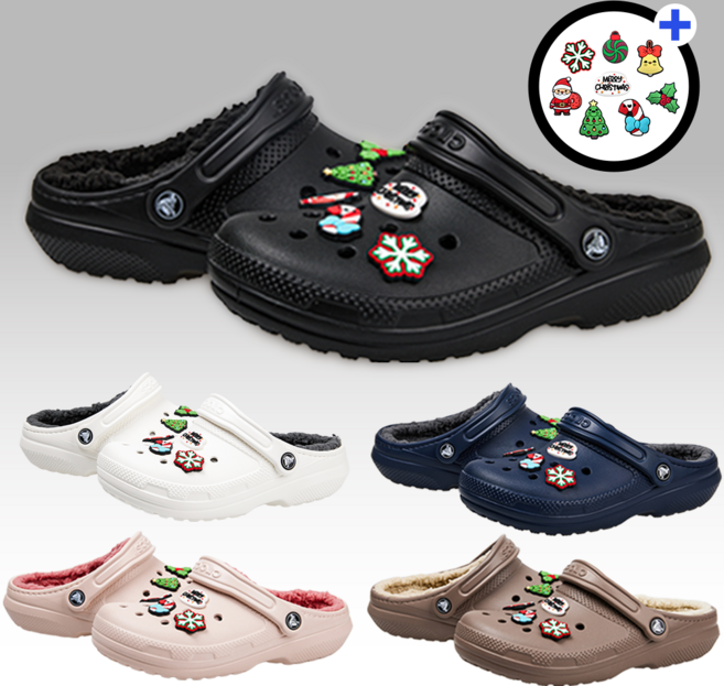 [국내매장판] 크록스 클래식 라인드 클로그 털크록스 4종 1택 겨울 크리스마스 악세사리